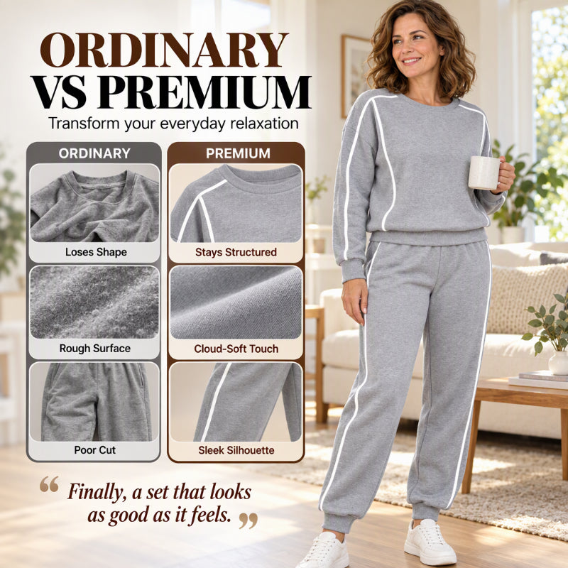 💖Black Friday Mega Deal – 50% off!💖 🏃‍♀️Women's Contrast Piping Sweatshirt & Joggers 2-Piece Set🩷Free Shipping