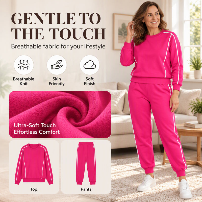 💖Black Friday Mega Deal – 50% off!💖 🏃‍♀️Women's Contrast Piping Sweatshirt & Joggers 2-Piece Set🩷Free Shipping