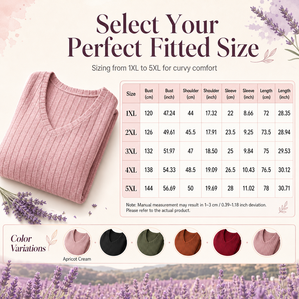 💖Black Friday Mega Deal – 50% off!💖 Women's Plus Size V Neck Long Sleeve Ribbed Brushed T-Shirt Loose Fit Solid Color Pullover Top