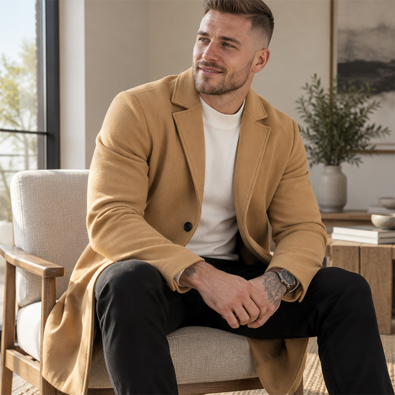 💖Black Friday Mega Deal – 50% off!💖 🍁Men's Classic Single-Breasted Mid-Length Overcoat