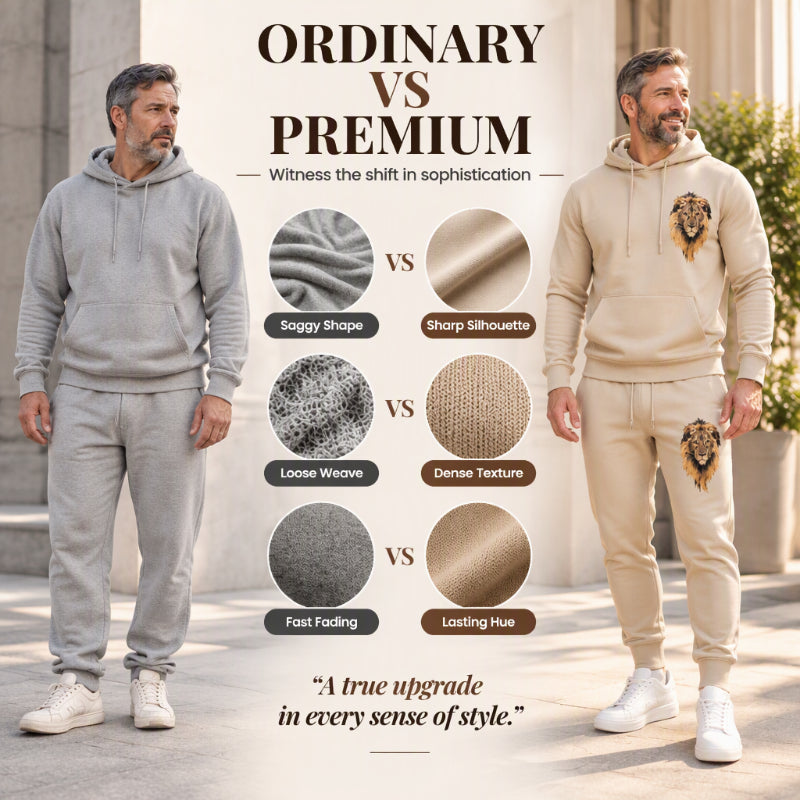 💖Black Friday Mega Deal – 50% off!💖 🐅Men's Lion Graphic Pullover Hoodie & Sweatpants Set