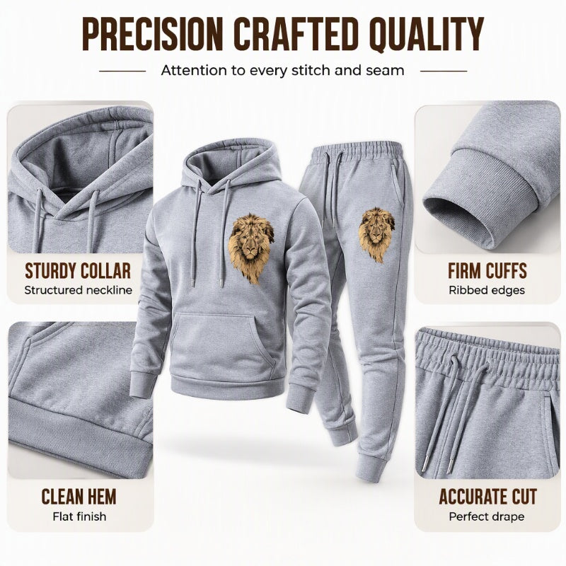 💖Black Friday Mega Deal – 50% off!💖 🐅Men's Lion Graphic Pullover Hoodie & Sweatpants Set
