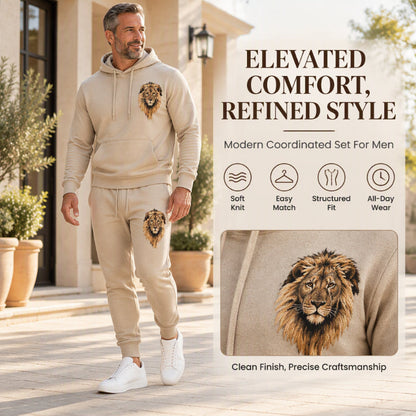 💖Black Friday Mega Deal – 50% off!💖 🐅Men's Lion Graphic Pullover Hoodie & Sweatpants Set