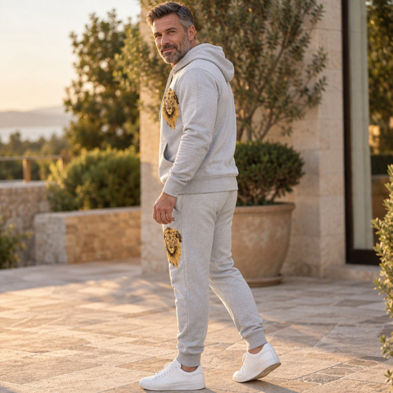 💖Black Friday Mega Deal – 50% off!💖 🐅Men's Lion Graphic Pullover Hoodie & Sweatpants Set
