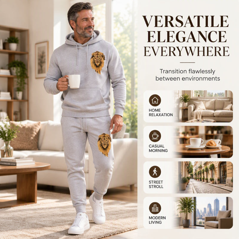 💖Black Friday Mega Deal – 50% off!💖 🐅Men's Lion Graphic Pullover Hoodie & Sweatpants Set