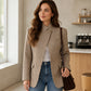 💖Black Friday Mega Deal – 50% off!💖 ☕️Women's Chic Brown Small Plaid Jacket