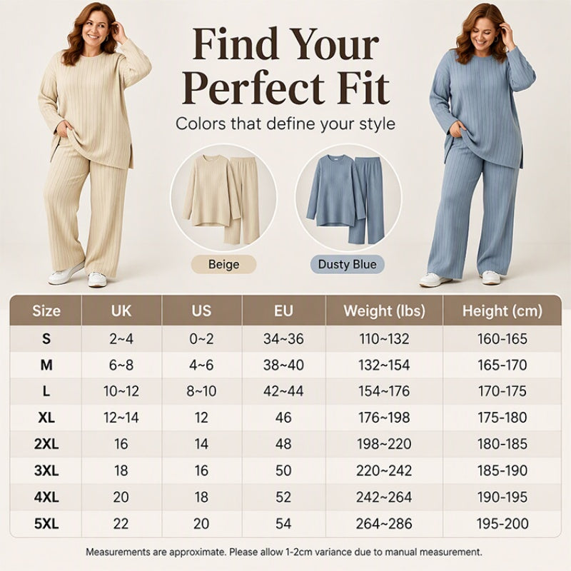 💖Black Friday Mega Deal – 50% off!💖 ☕️Women's Ribbed Knit Side-Slit Top & Pants Set