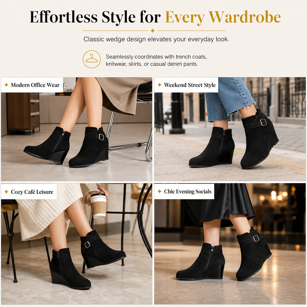 🖤Black Friday Sale:50% OFF🖤 👢Women's Casual Wedge Ankle Boots