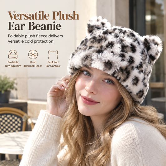 🧸 Women Fluffy Faux Mink Fur Beanie Hat with Cute Bear Ears Warm Winter Cold Weather Pullover Cap🐆