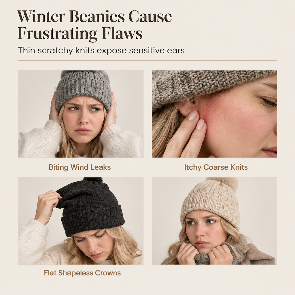 🧸 Women Fluffy Faux Mink Fur Beanie Hat with Cute Bear Ears Warm Winter Cold Weather Pullover Cap🐆