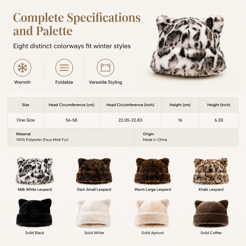 🧸 Women Fluffy Faux Mink Fur Beanie Hat with Cute Bear Ears Warm Winter Cold Weather Pullover Cap🐆