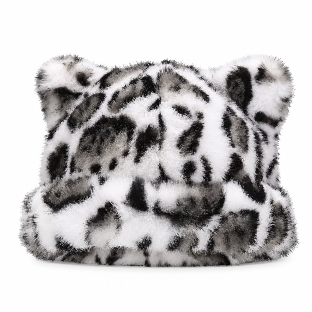 🧸 Women Fluffy Faux Mink Fur Beanie Hat with Cute Bear Ears Warm Winter Cold Weather Pullover Cap🐆