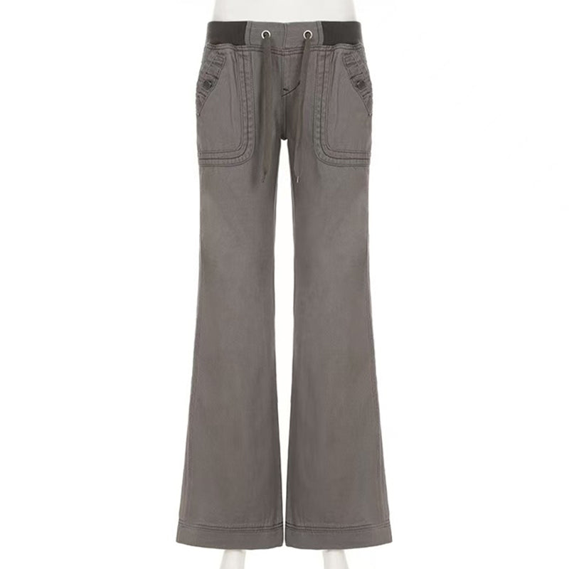 💖Black Friday Mega Deal – 50% off!💖 🤠Low-Waist Flare Pants with Drawstring