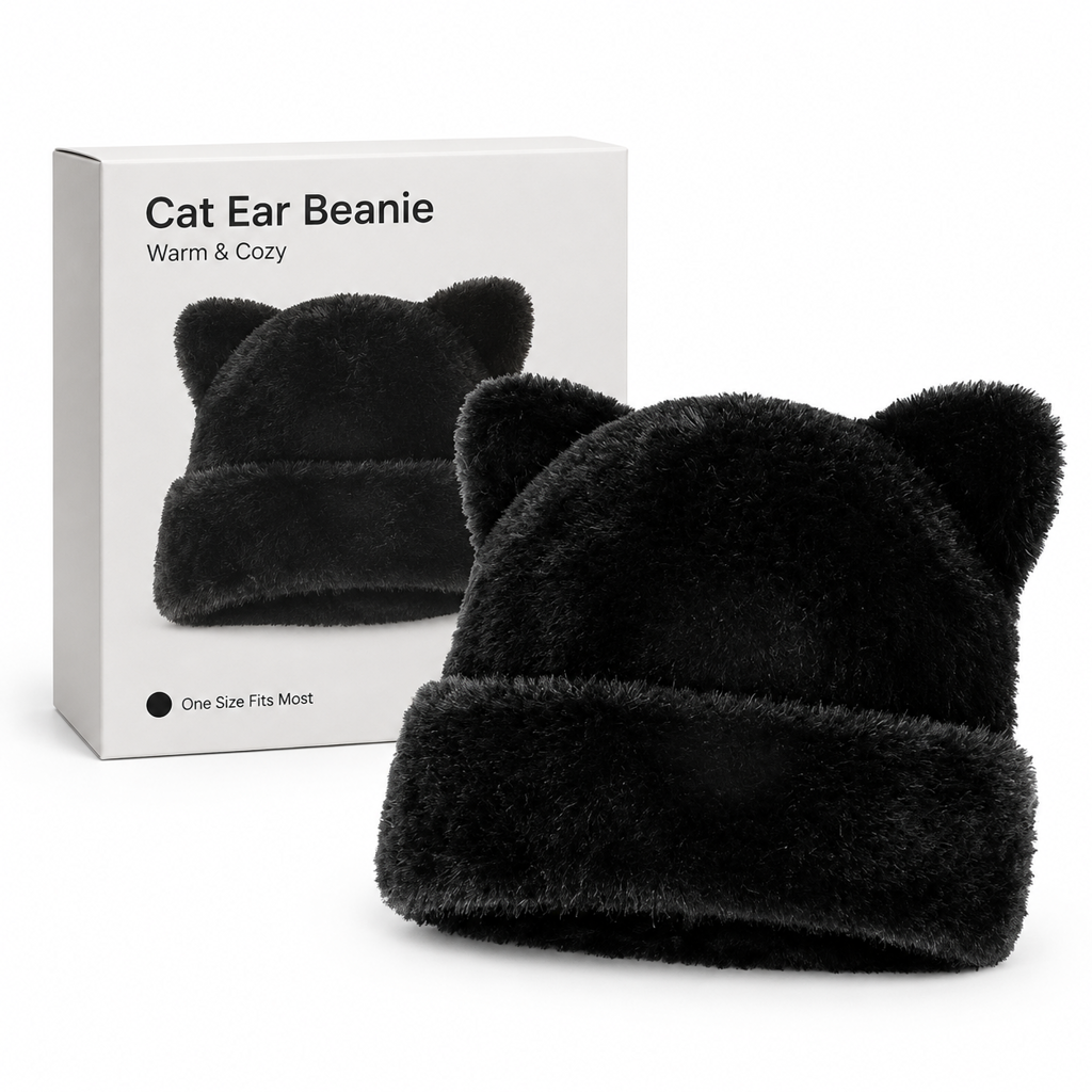 🧸 Women Fluffy Faux Mink Fur Beanie Hat with Cute Bear Ears Warm Winter Cold Weather Pullover Cap🐆