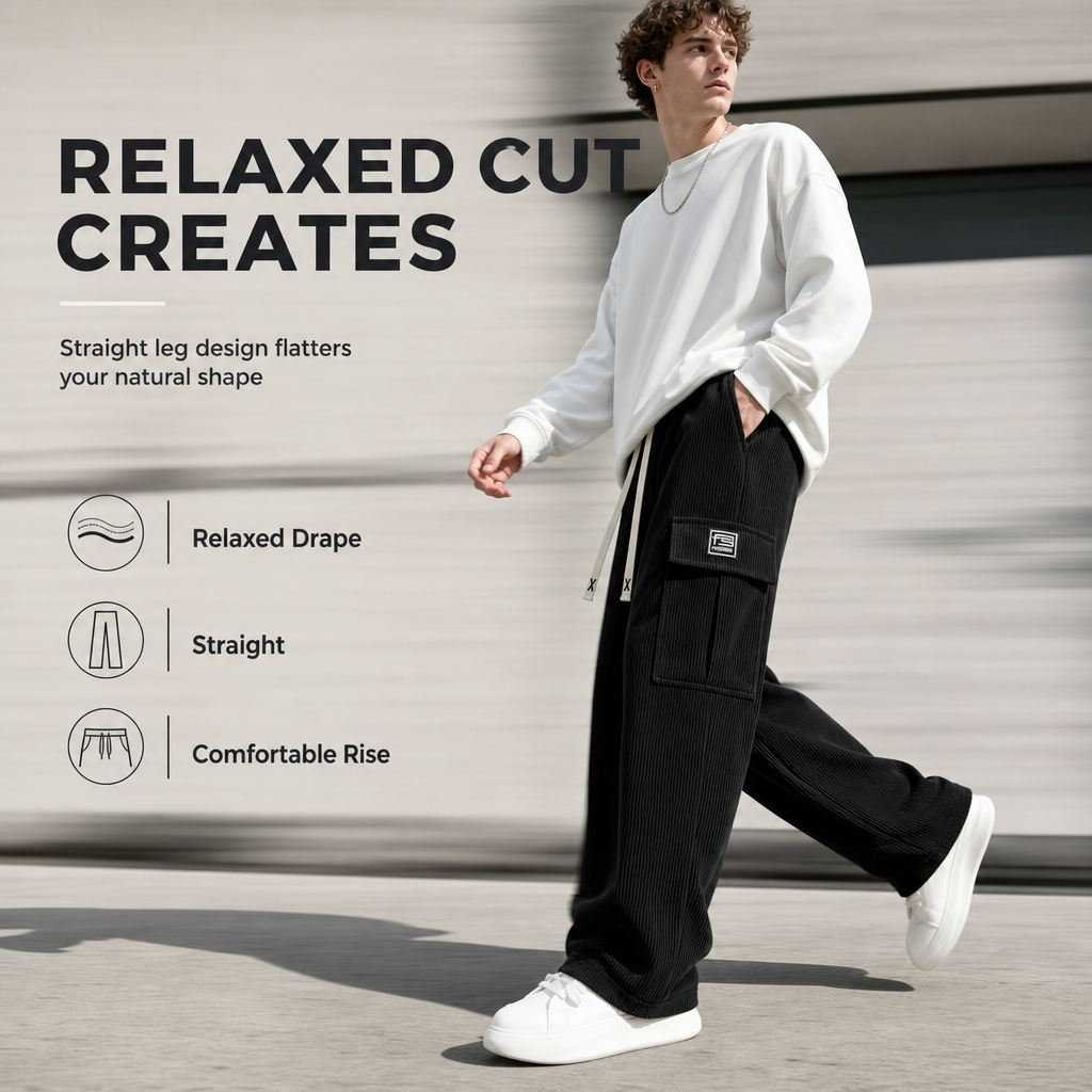 🖤Black Friday Sale:50% OFF🖤 💫Men's Relaxed Fit Corduroy Cargo Pants