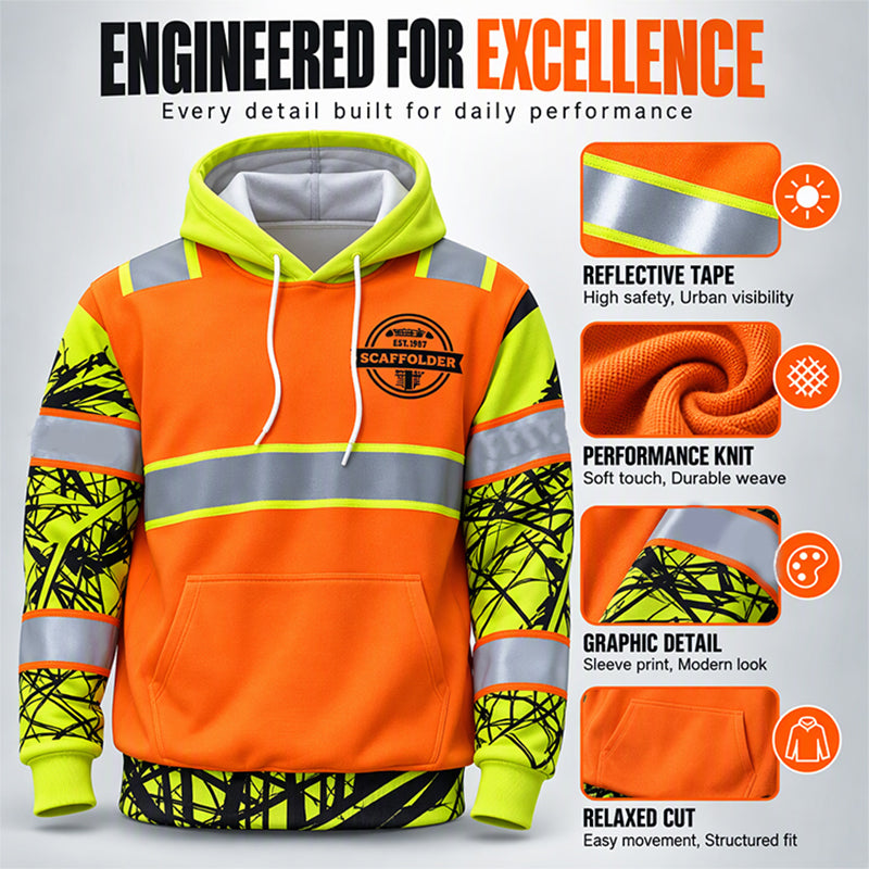 🖤Black Friday Sale:50% OFF🖤 ⚡Men's High Visibility Reflective Hooded Sweatshirt