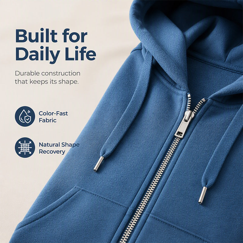 ☕Women Mid-Length Hooded Sweatshirt Jacket Casual Zip Up Cardigan Coat with Pockets☁️