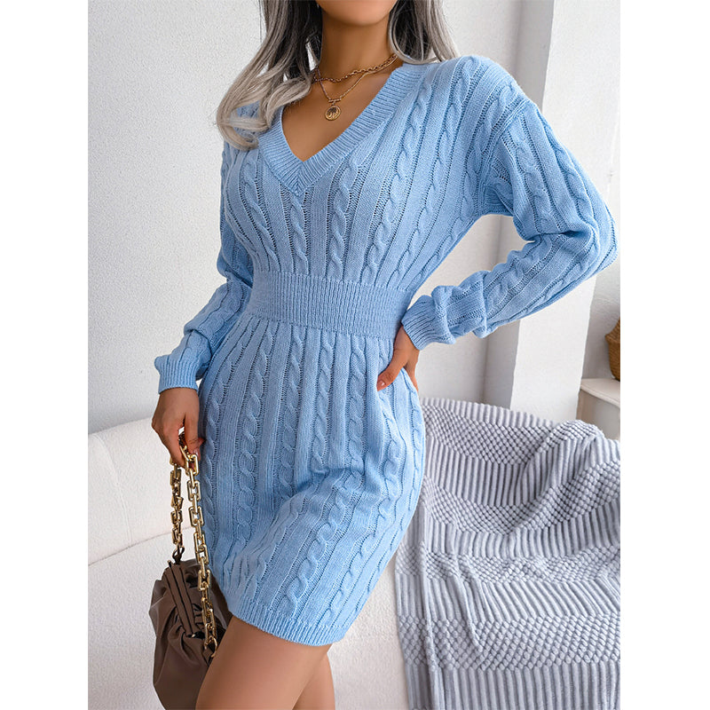 💖Black Friday Mega Deal – 50% off!💖 🍂Women's Elegant Cable Knit Bodycon Sweater Dress