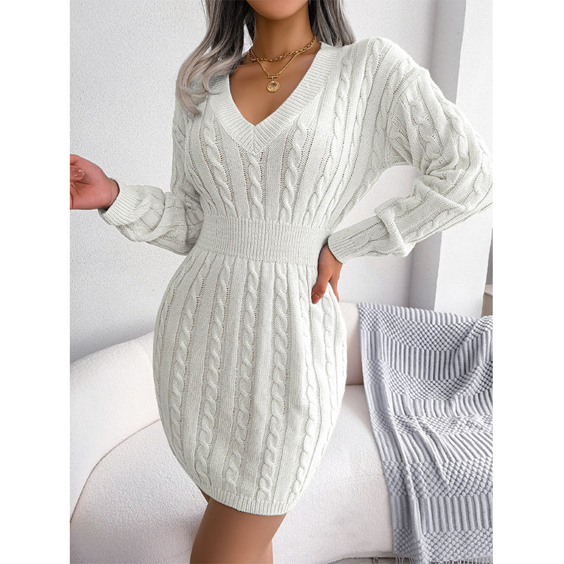 💖Black Friday Mega Deal – 50% off!💖 🍂Women's Elegant Cable Knit Bodycon Sweater Dress