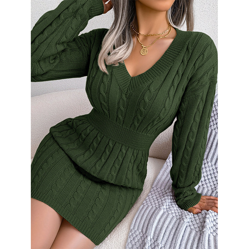 💖Black Friday Mega Deal – 50% off!💖 🍂Women's Elegant Cable Knit Bodycon Sweater Dress