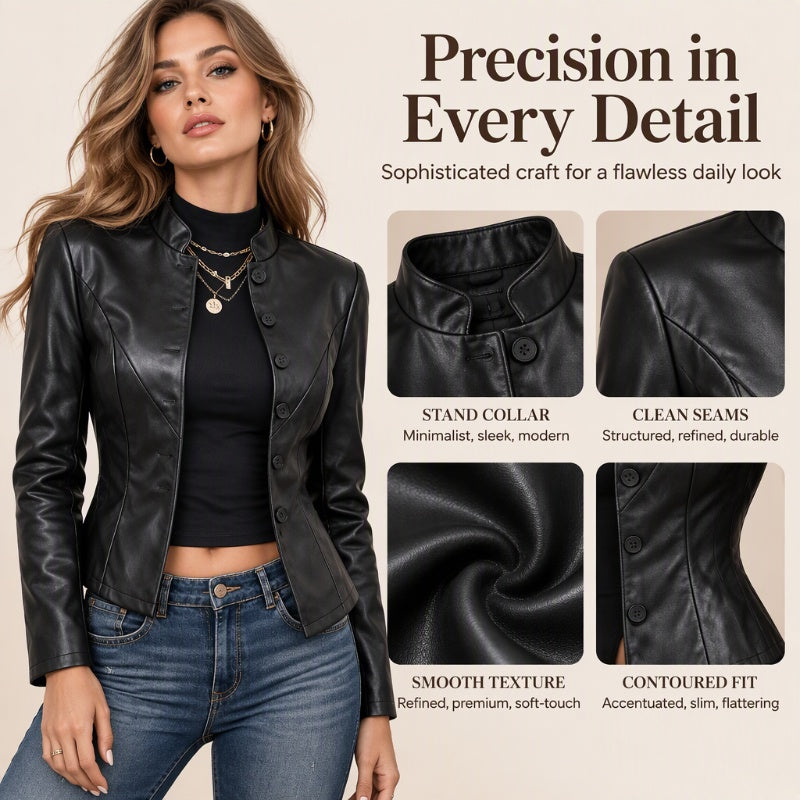 🖤Black Friday Sale:50% OFF🖤 😎Women's Slim-Fit Faux Leather Jacket