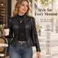 🖤Black Friday Sale:50% OFF🖤 😎Women's Slim-Fit Faux Leather Jacket