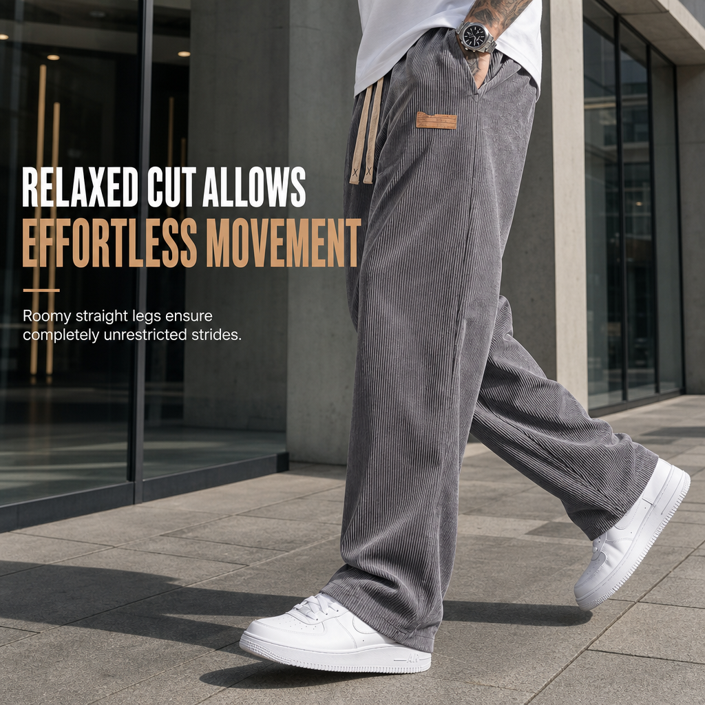 🖤Black Friday Sale:50% OFF🖤 🏃‍♀️Men's Lightweight Corduroy Casual Pants Loose Fit Straight Leg Trousers