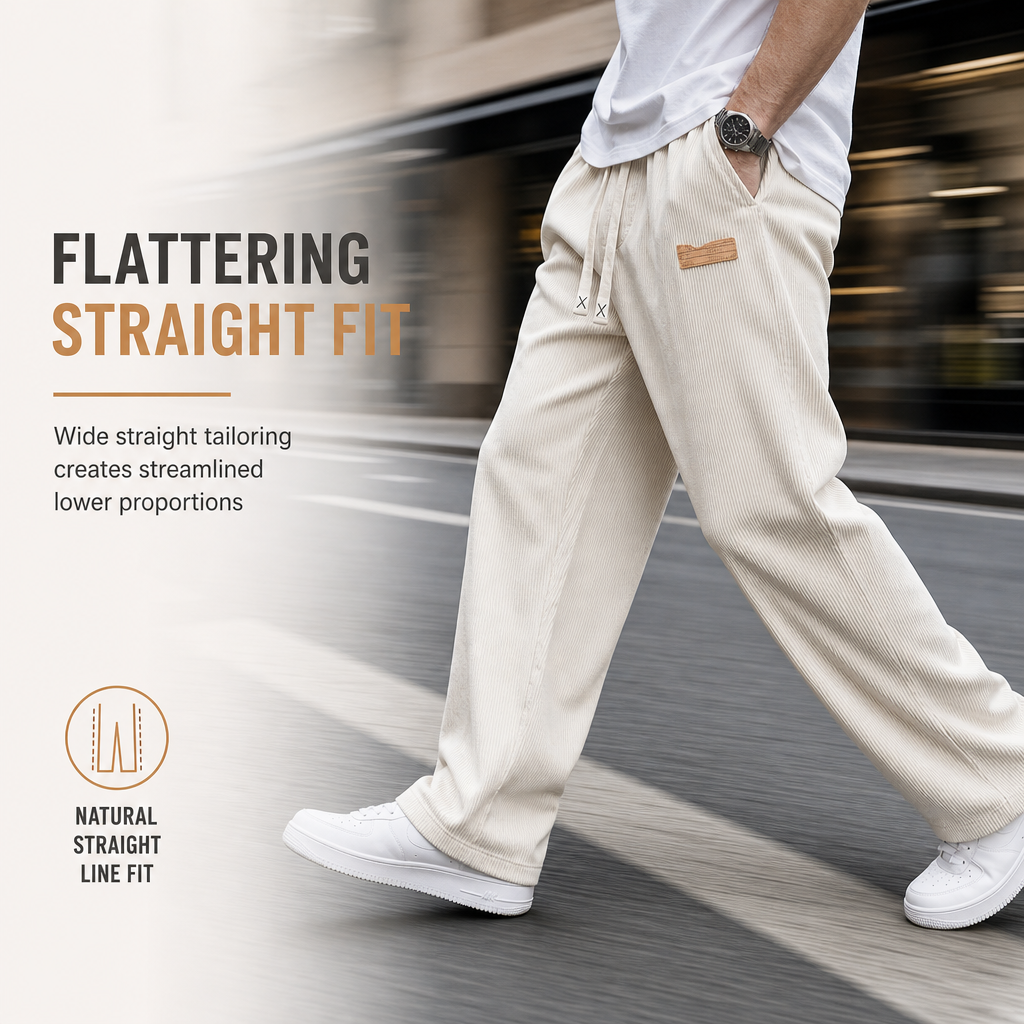 🖤Black Friday Sale:50% OFF🖤 🏃‍♀️Men's Lightweight Corduroy Casual Pants Loose Fit Straight Leg Trousers
