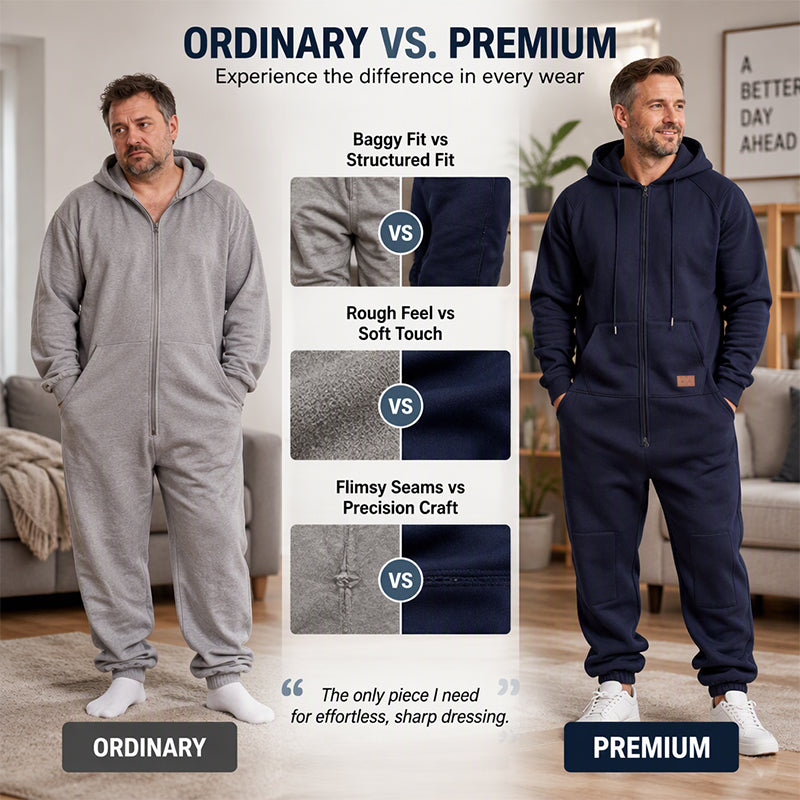 🖤Black Friday Sale:50% OFF🖤 💪Men's Casual Cozy Thermal Hooded Jumpsuit