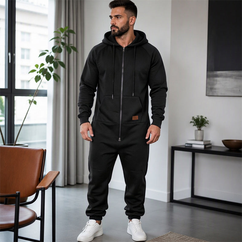 🖤Black Friday Sale:50% OFF🖤 💪Men's Casual Cozy Thermal Hooded Jumpsuit