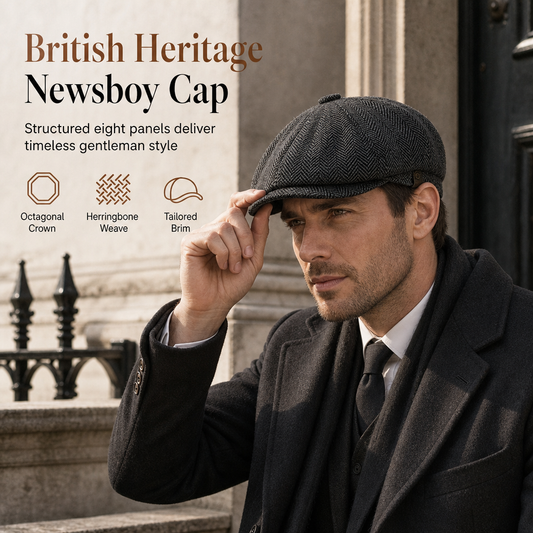 ✨Vintage British Style Newsboy Cap🕵️‍♂️Classic Casual Flat Cap Octagonal Beret Hat