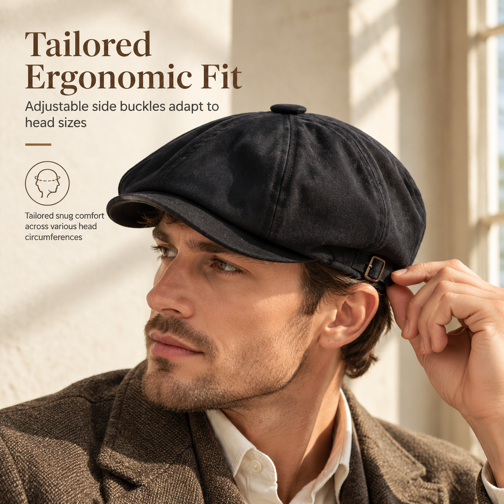 ✨Vintage British Style Newsboy Cap🕵️‍♂️Classic Casual Flat Cap Octagonal Beret Hat