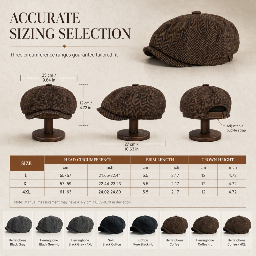 ✨Vintage British Style Newsboy Cap🕵️‍♂️Classic Casual Flat Cap Octagonal Beret Hat