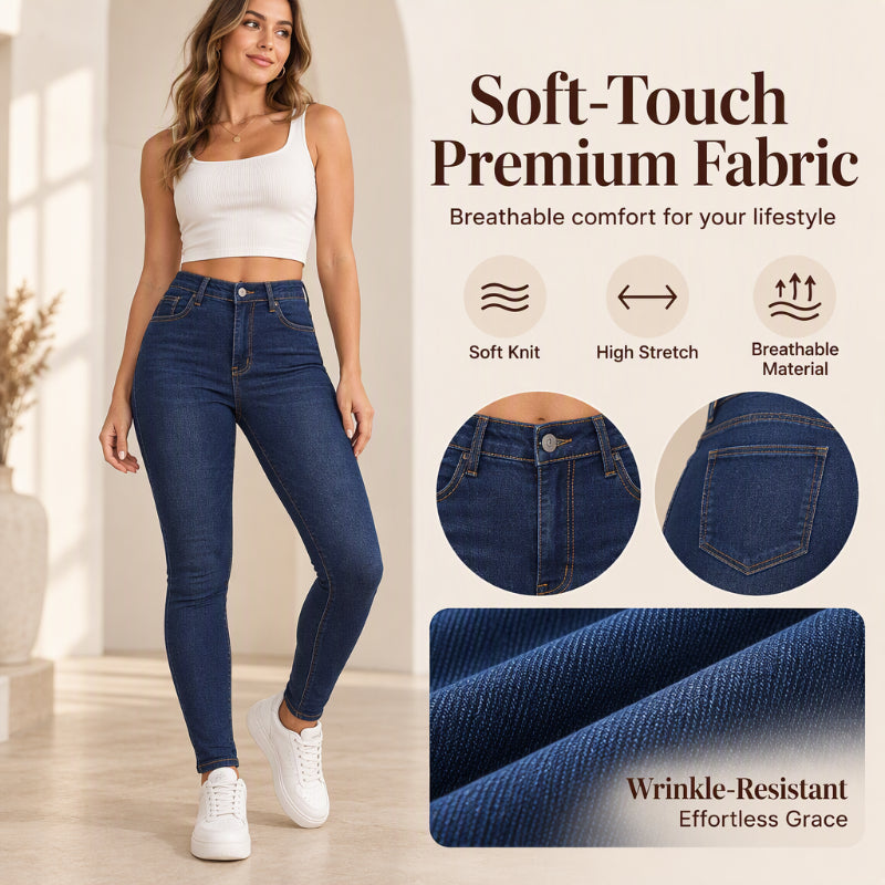 👖 Women's High Waisted Stretch Skinny Jeans ✨ stretch denim fabric, high waist, slim fit casual jeans
