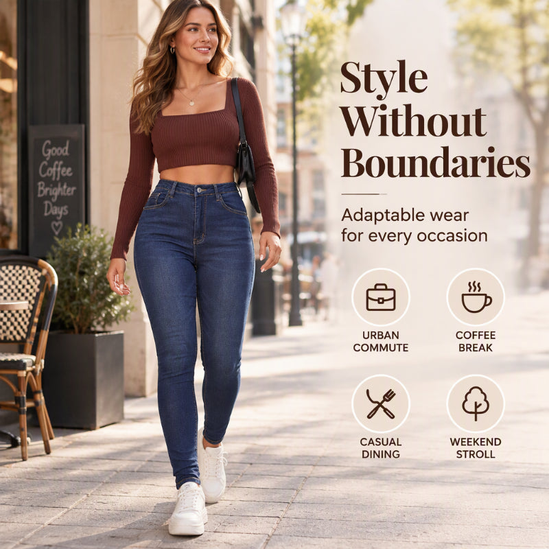 👖 Women's High Waisted Stretch Skinny Jeans ✨ stretch denim fabric, high waist, slim fit casual jeans