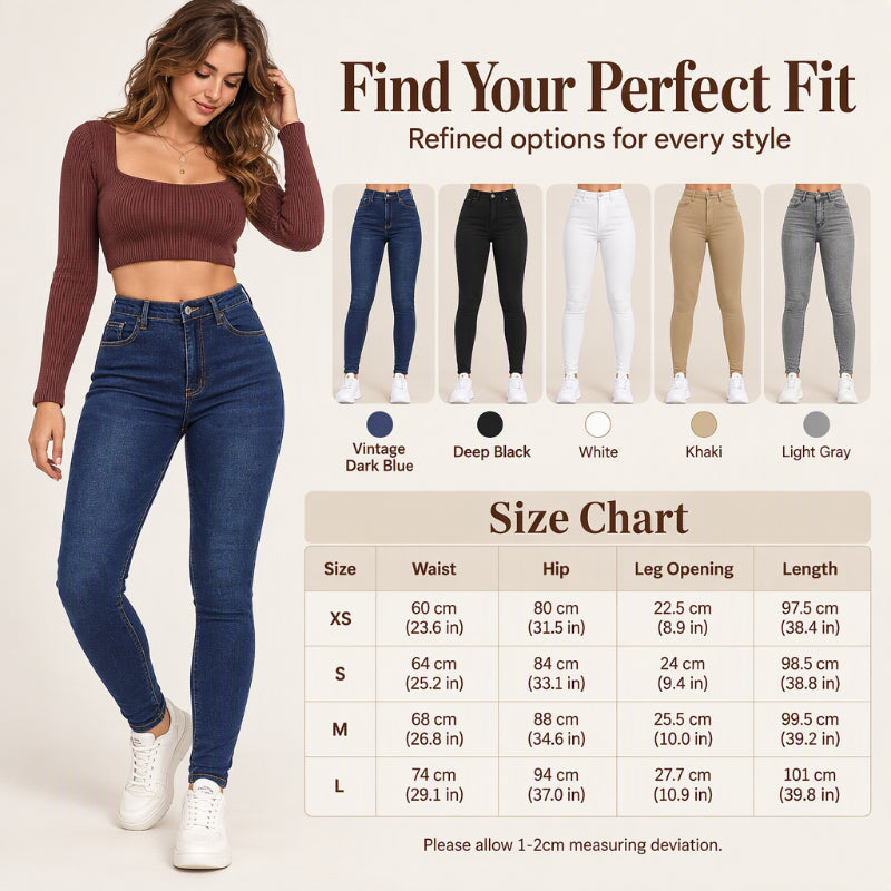 👖 Women's High Waisted Stretch Skinny Jeans ✨ stretch denim fabric, high waist, slim fit casual jeans