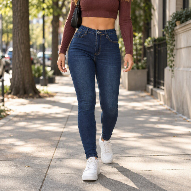 👖 Women's High Waisted Stretch Skinny Jeans ✨ stretch denim fabric, high waist, slim fit casual jeans