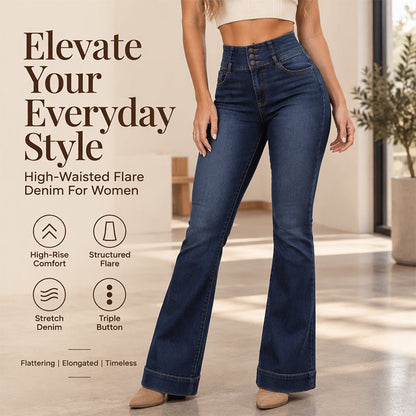 🌸 New Collection – Special Price! 👖 Women's Elastic High-Waist Flare Jeans ✨ elastic denim, high waist, retro flare leg casual jeans