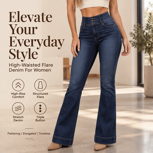 🌸 New Collection – Special Price! 👖 Women's Elastic High-Waist Flare Jeans ✨ elastic denim, high waist, retro flare leg casual jeans