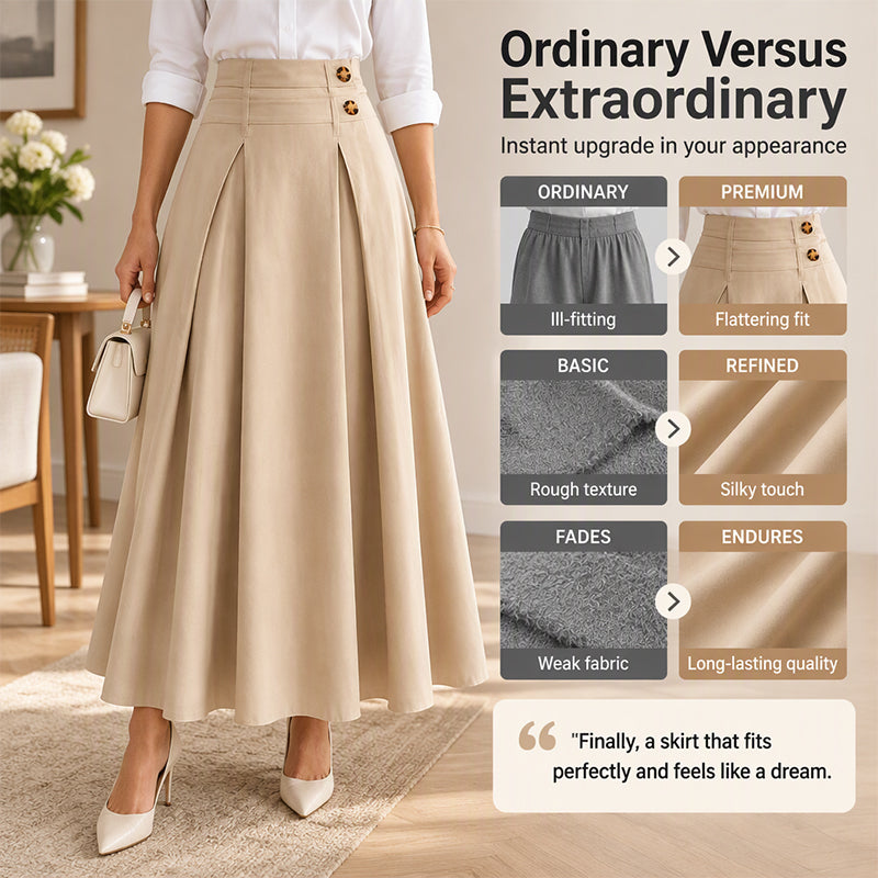 💥 Limited Time Offer 👗 Women's High-Waisted Pleated A-Line Maxi Skirt ✨ high waist, pleated design, flowy A-line long skirt