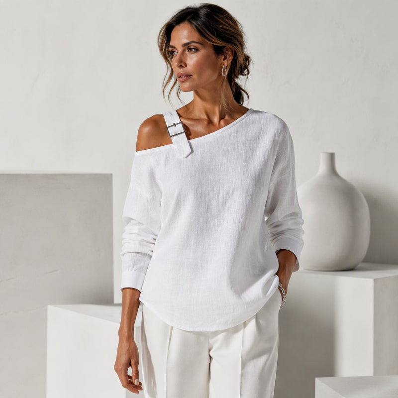💖Black Friday Mega Deal – 50% off!💖✨Women's Long Sleeve Asymmetric Off-Shoulder Top
