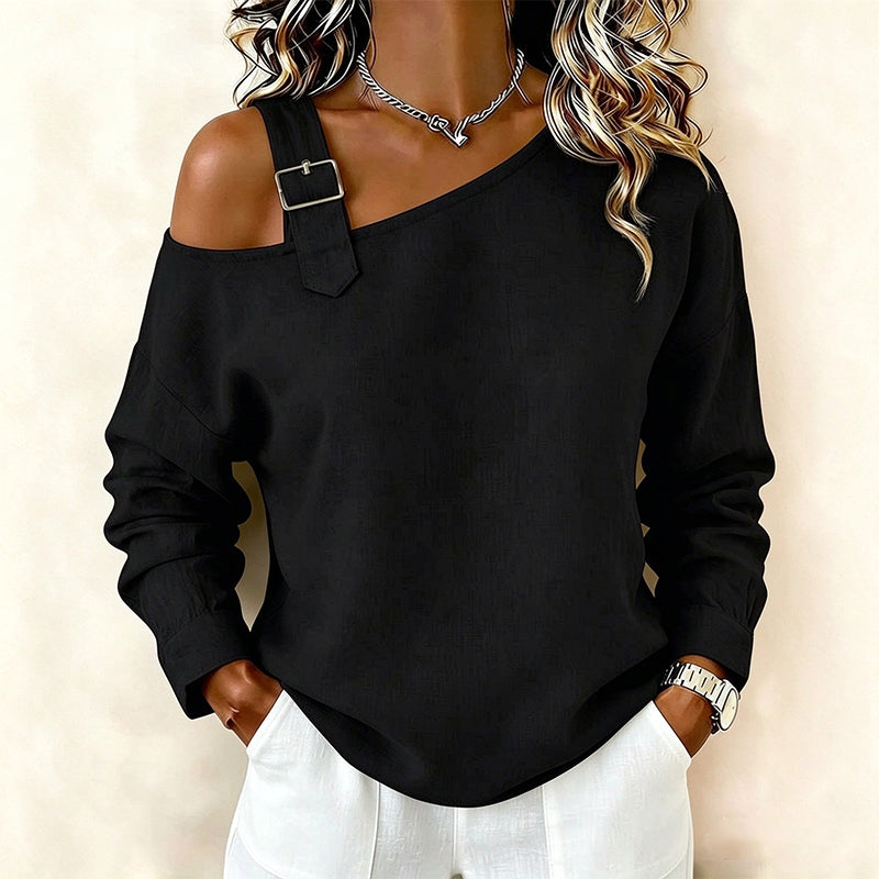 💖Black Friday Mega Deal – 50% off!💖✨Women's Long Sleeve Asymmetric Off-Shoulder Top