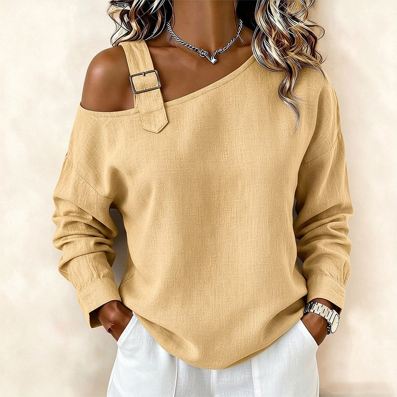 💖Black Friday Mega Deal – 50% off!💖✨Women's Long Sleeve Asymmetric Off-Shoulder Top