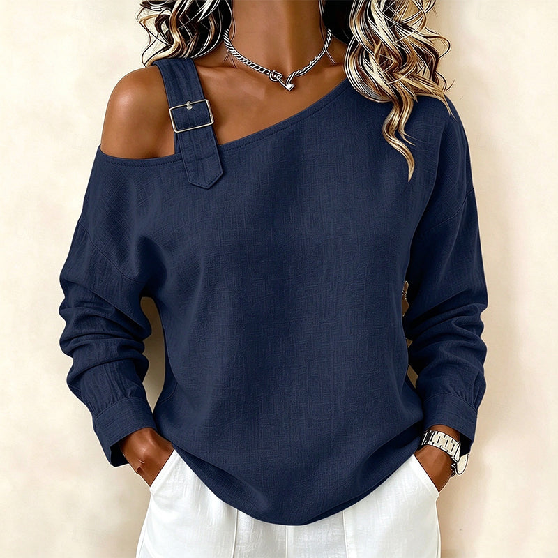 💖Black Friday Mega Deal – 50% off!💖✨Women's Long Sleeve Asymmetric Off-Shoulder Top