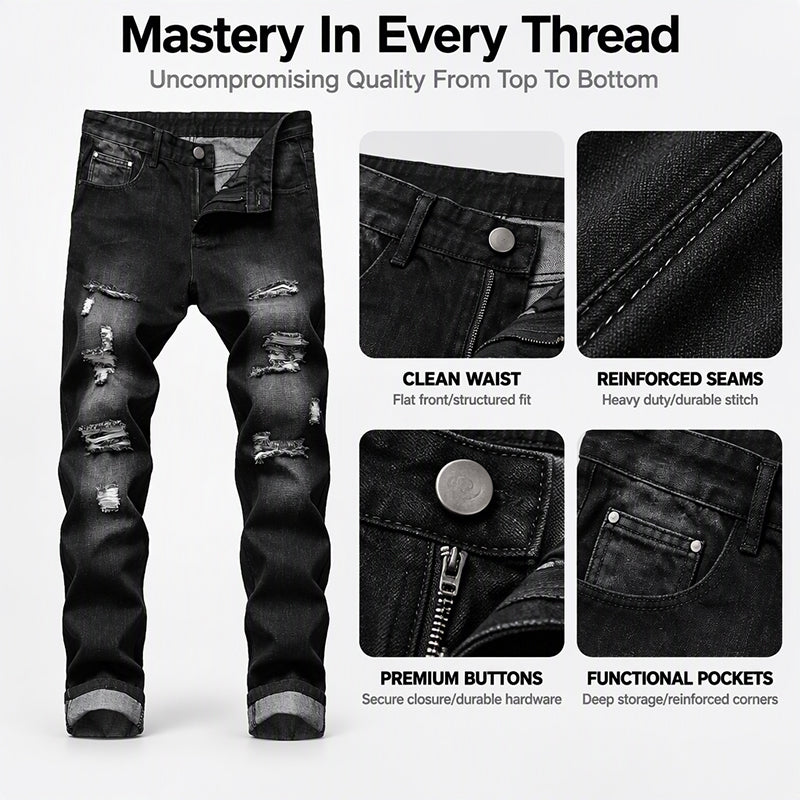 🖤Black Friday Sale:50% OFF🖤 🤠Men's Ripped Slim-Fit Distressed Denim Jeans