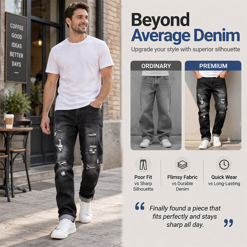🖤Black Friday Sale:50% OFF🖤 🤠Men's Ripped Slim-Fit Distressed Denim Jeans