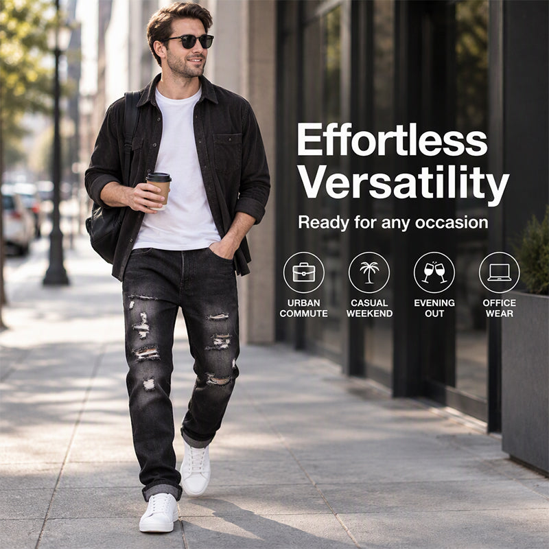 🖤Black Friday Sale:50% OFF🖤 🤠Men's Ripped Slim-Fit Distressed Denim Jeans