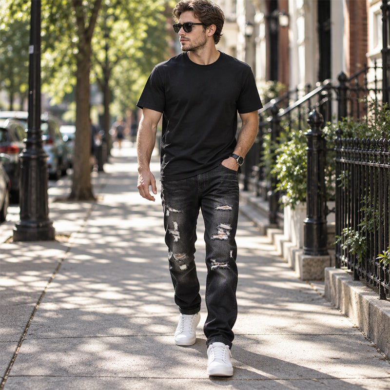 🖤Black Friday Sale:50% OFF🖤 🤠Men's Ripped Slim-Fit Distressed Denim Jeans