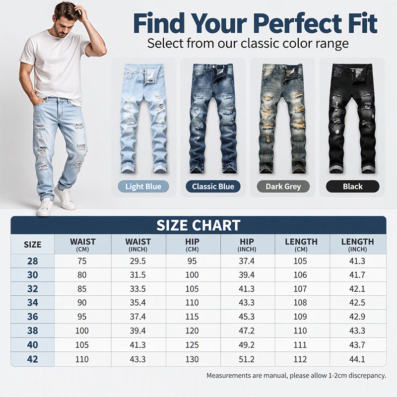 🖤Black Friday Sale:50% OFF🖤 🤠Men's Ripped Slim-Fit Distressed Denim Jeans