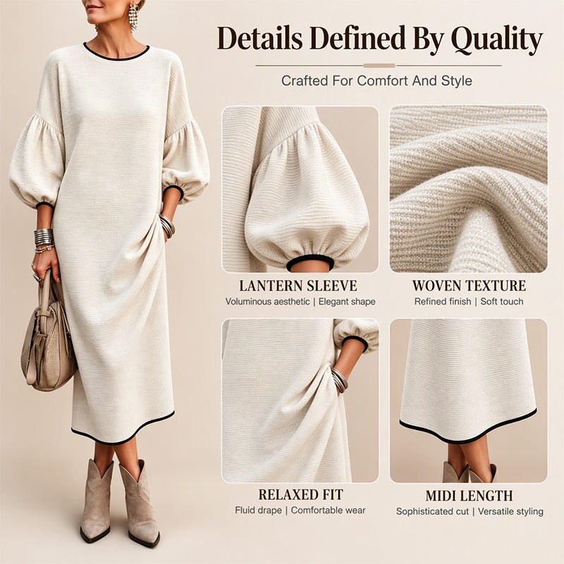 🌸Hot Sale 50% OFF💖Women's Textured Knit Puff Sleeve Midi Dress